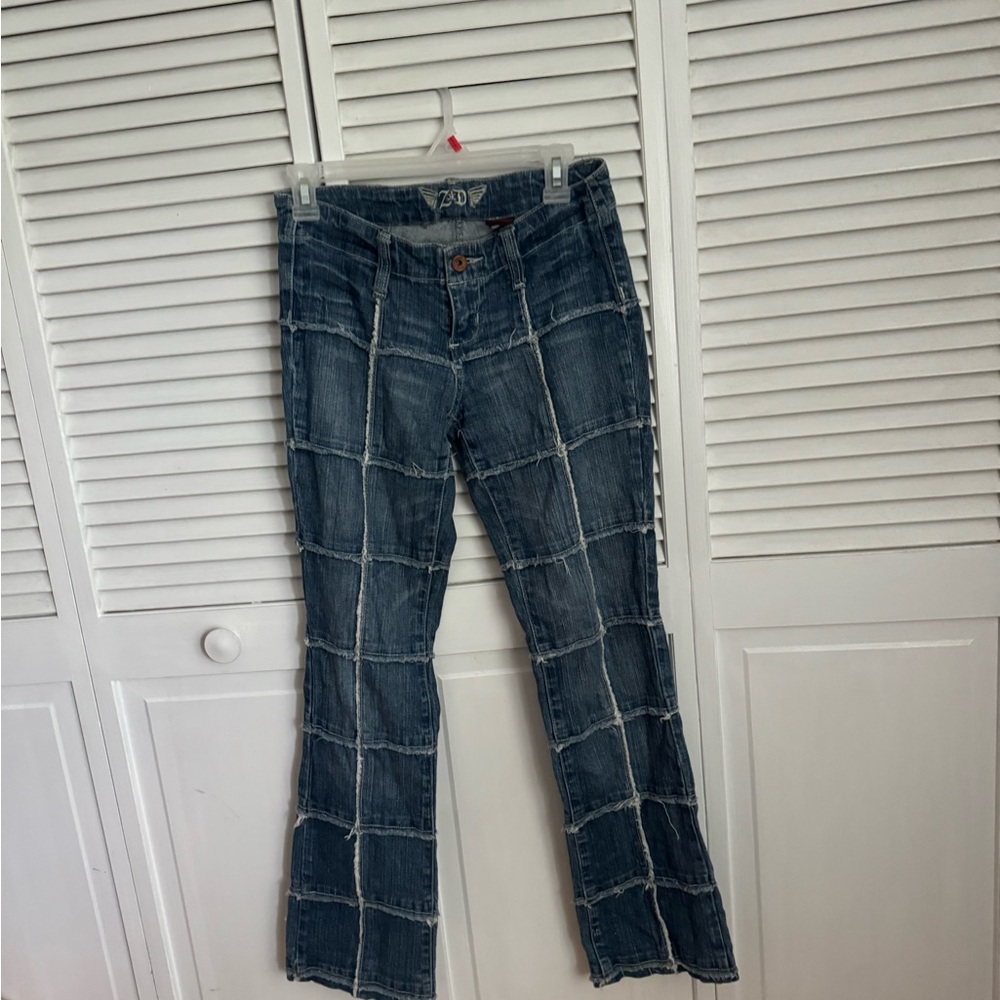 Zain Di Dark Blue Patchwork Flare Jeans
